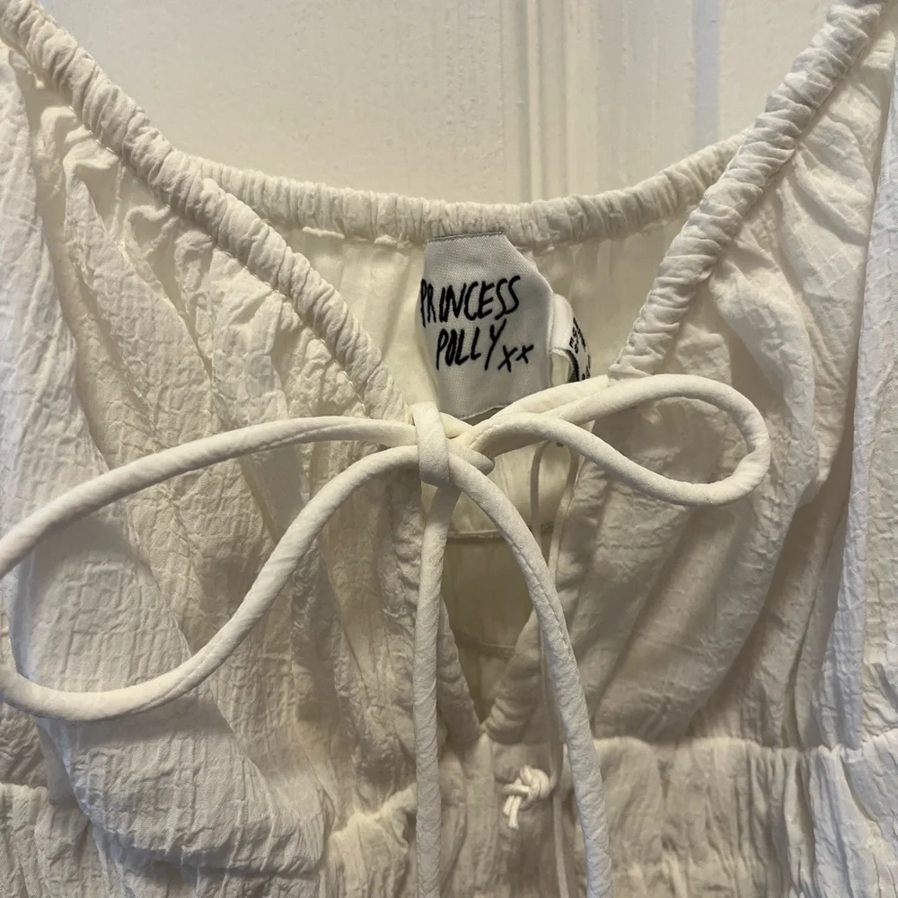 NWT White Boho Mini Dress Size 12 - Picture 7 of 13